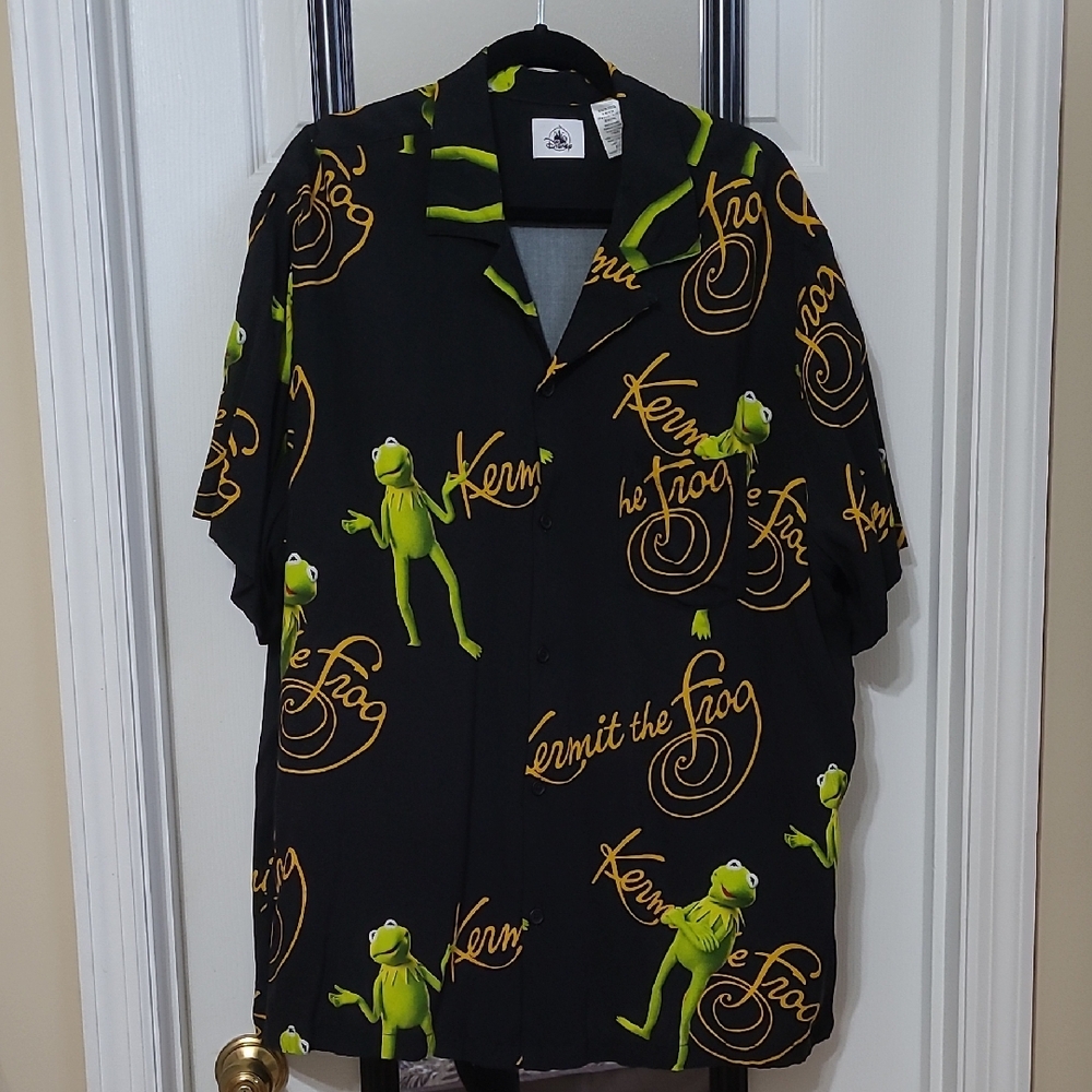Kermit the Frog Black Short-Sleeve Camp Shirt